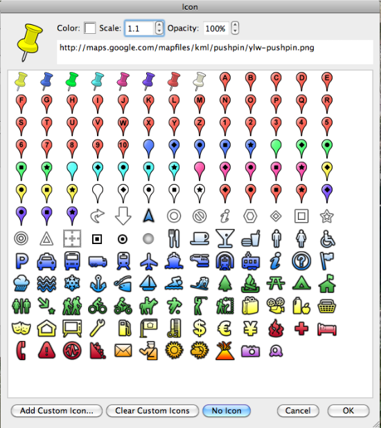 Google Map Icons List