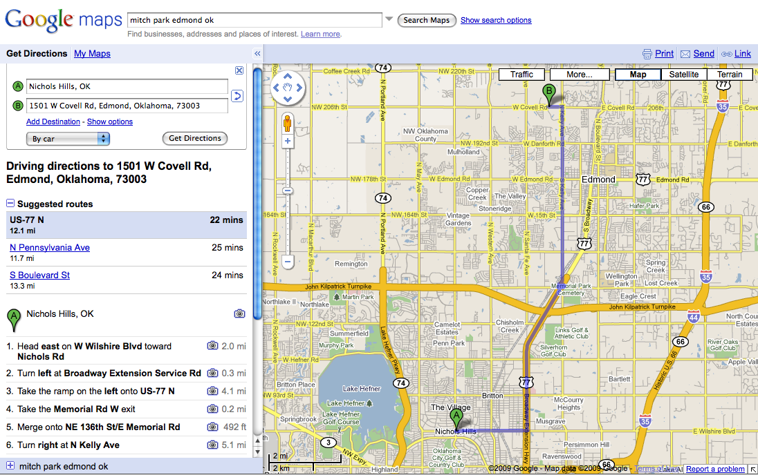 Google Maps Car Directions