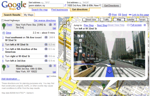 Google Maps Car Directions