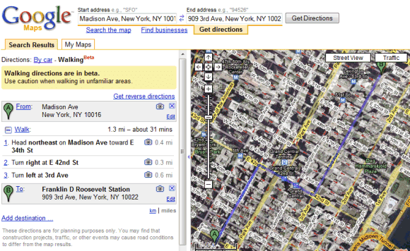 Google Maps Car Directions
