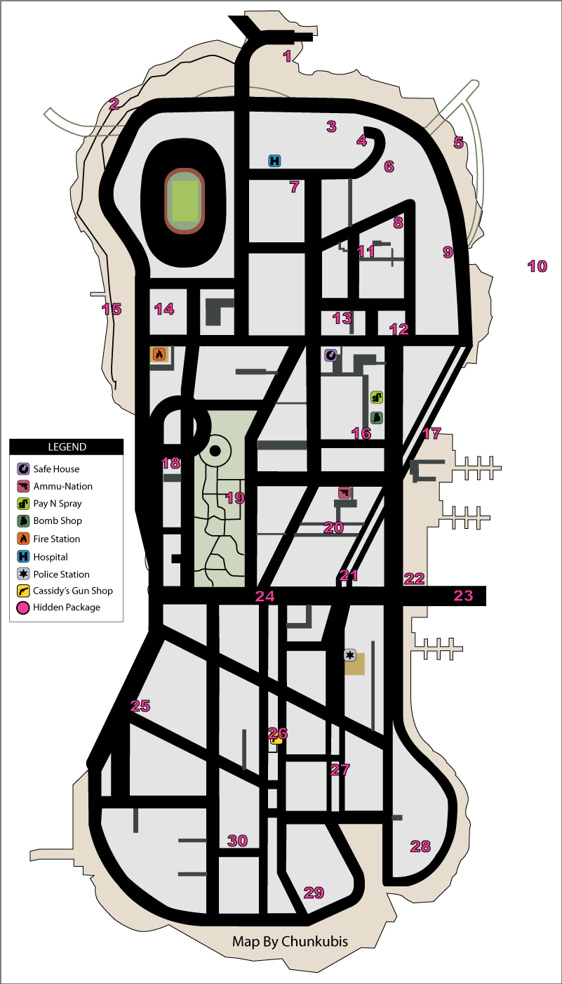 Grand Theft Auto Liberty City Stories Hidden Packages Map Psp