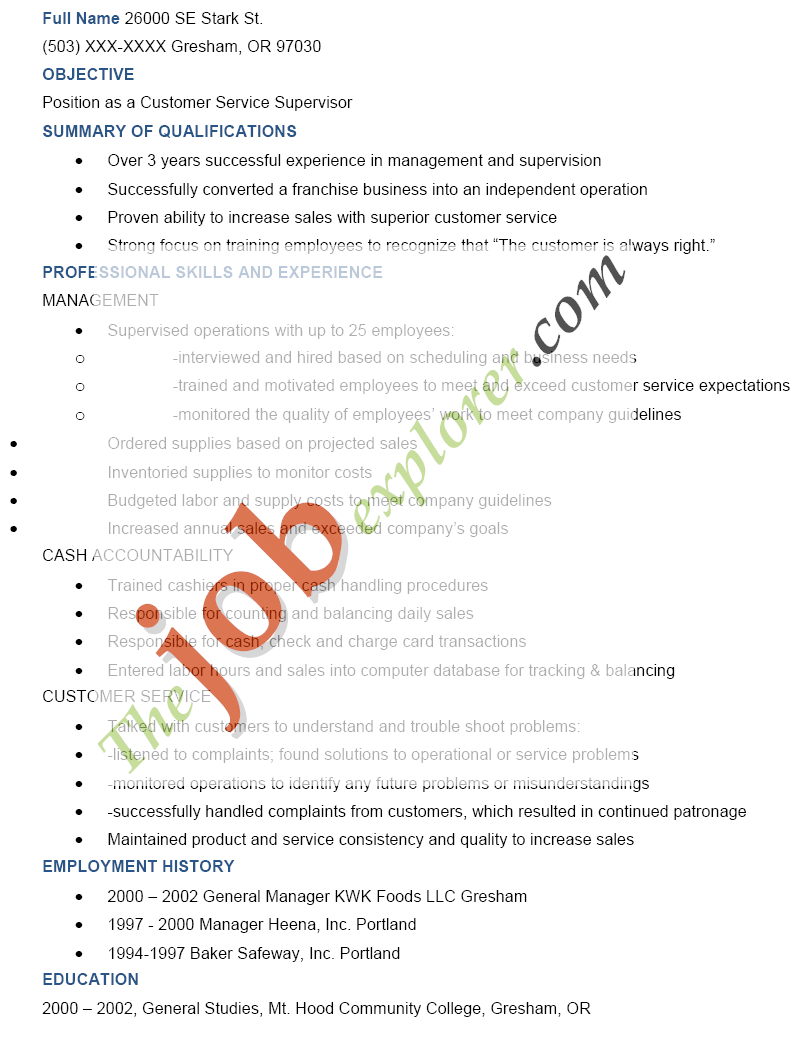 Barista Resume Objective Examples