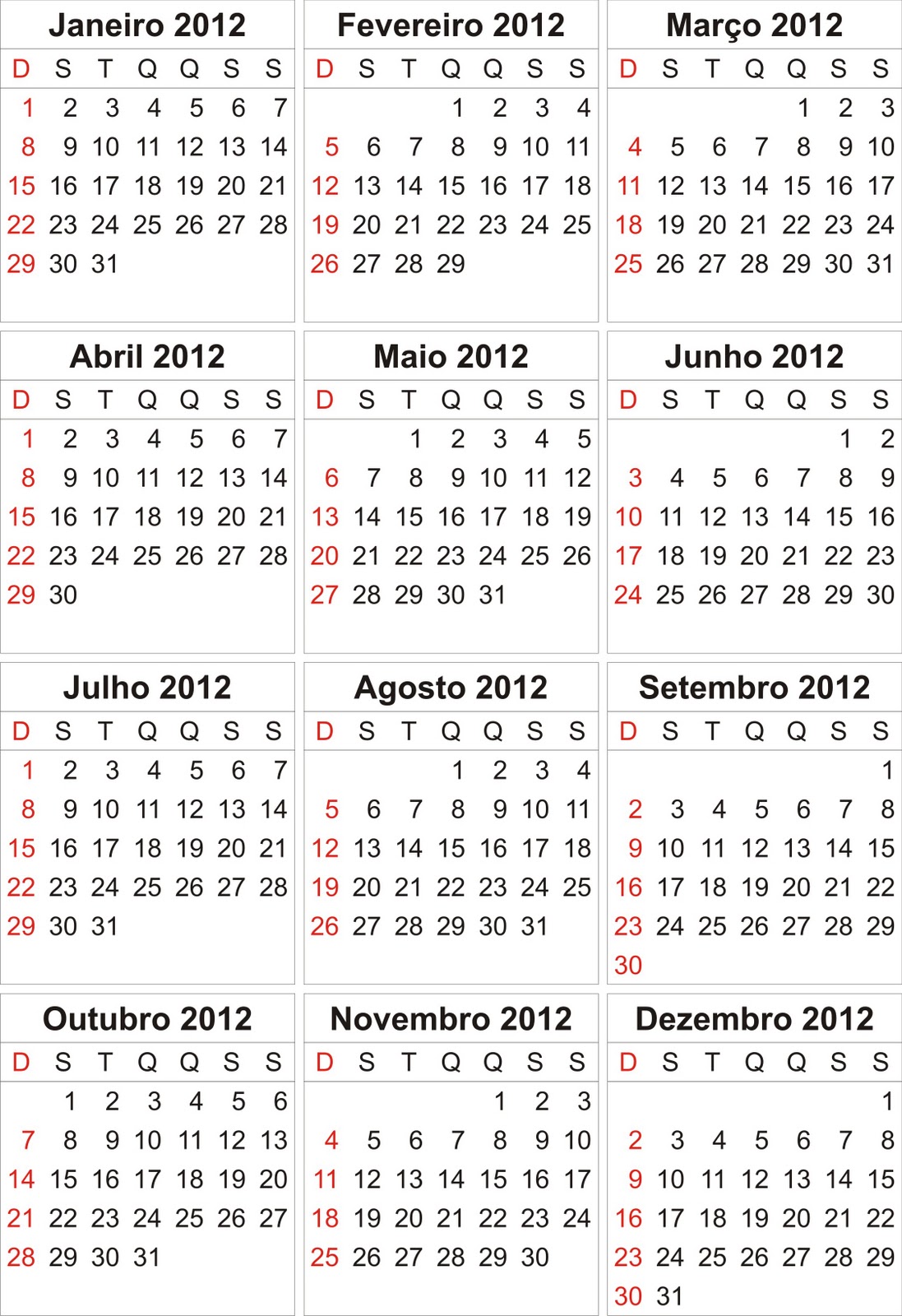 Calendario 2012 Argentina