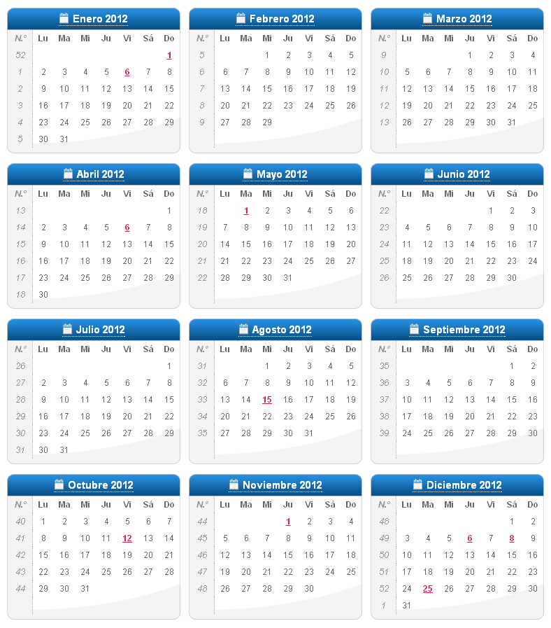 Calendario 2012 Argentina