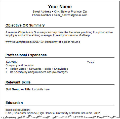 Cv Format For Freshers