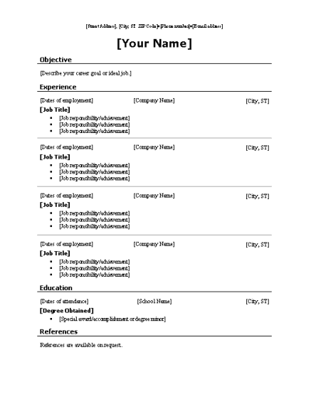 Cv Format For Freshers